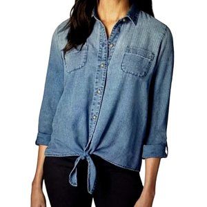 J. Jill Classic Collared Neckline Medium Light Fabric Chambray Shirt Size M
